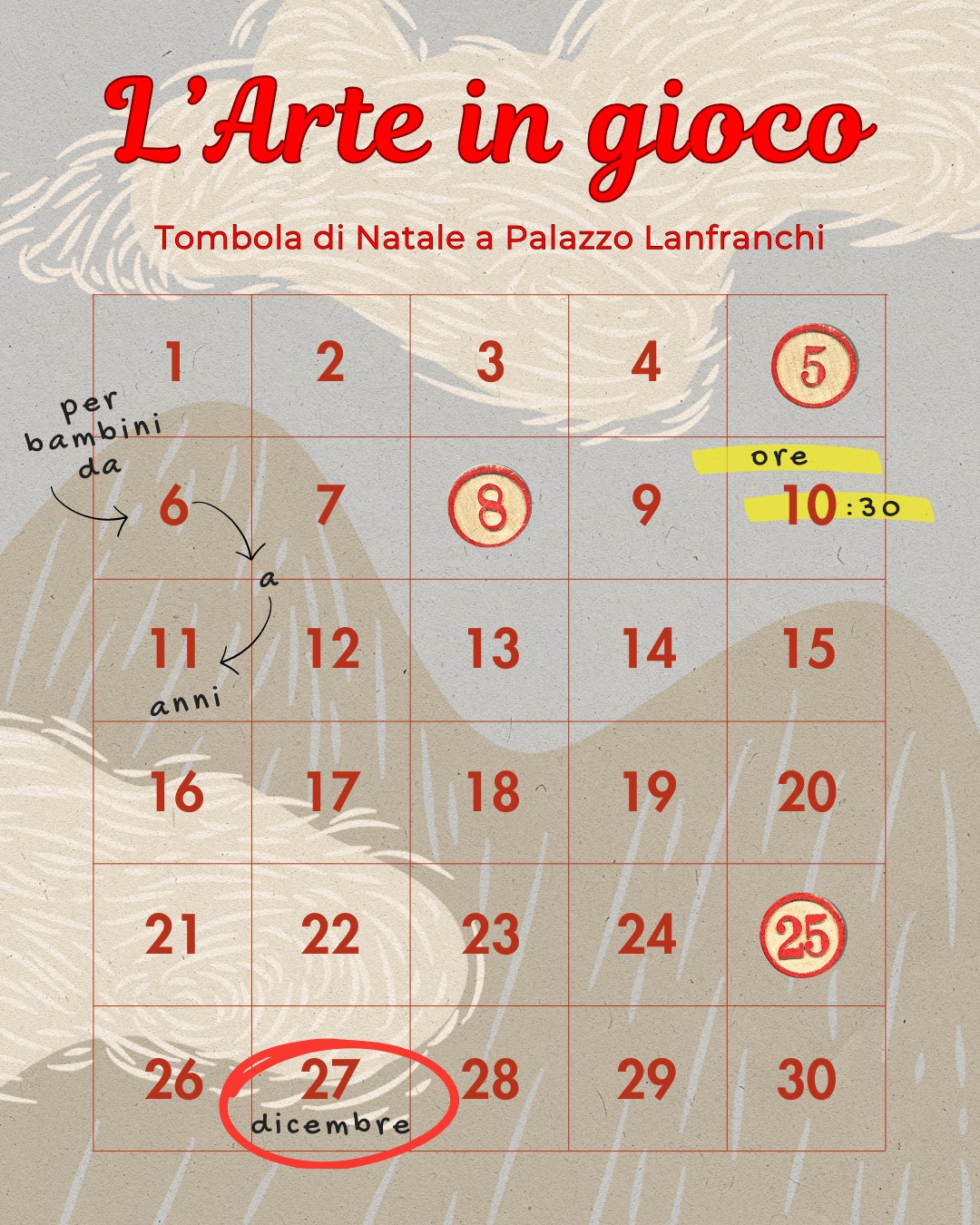 L’ARTE IN GIOCO: TOMBOLA DI NATALE A PALAZZO LANFRANCHI